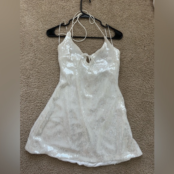 Princess Polly | Dresses | Princess Polly Moonchild Halter Mini Dress Ivory  | Poshmark